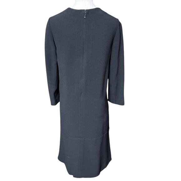 Chloe Black and Tan Midi Shift Dress Size 36 Fully Lined Front Slit Pockets - Picture 3 of 7